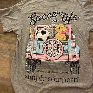 Simply Southern Gray T-Shirt with Pink and Yellow Graphic